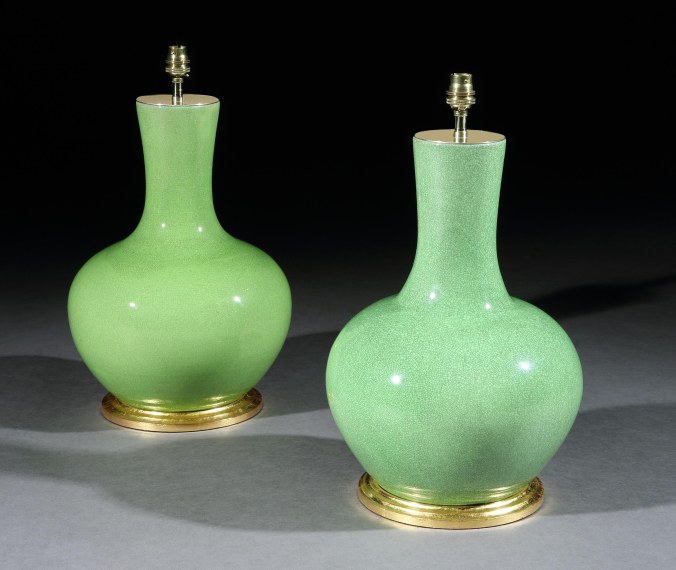 A Pair of Chinese Green Craquellure Vases Mackinnon Fine Furniture Collection