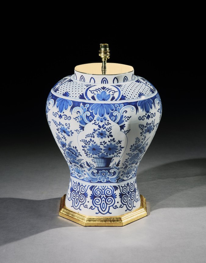 A Large Blue and White Dutch Delft Vase Now Mounted as a Lamp Mackinnon Fine Furniture 